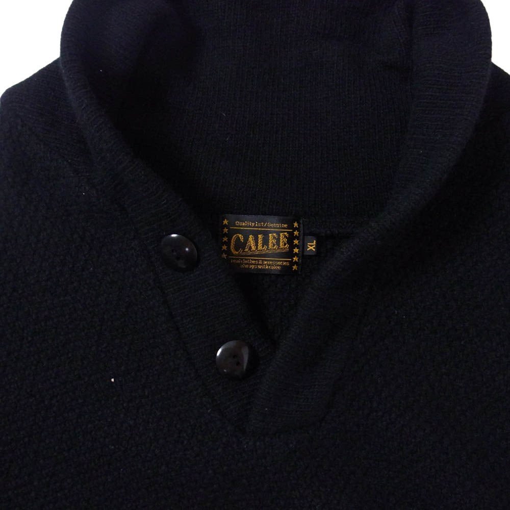 CALEE キャリー ラムウール ナイロン ショールカラー プルオーバー ニット ブラック系 XL【中古】