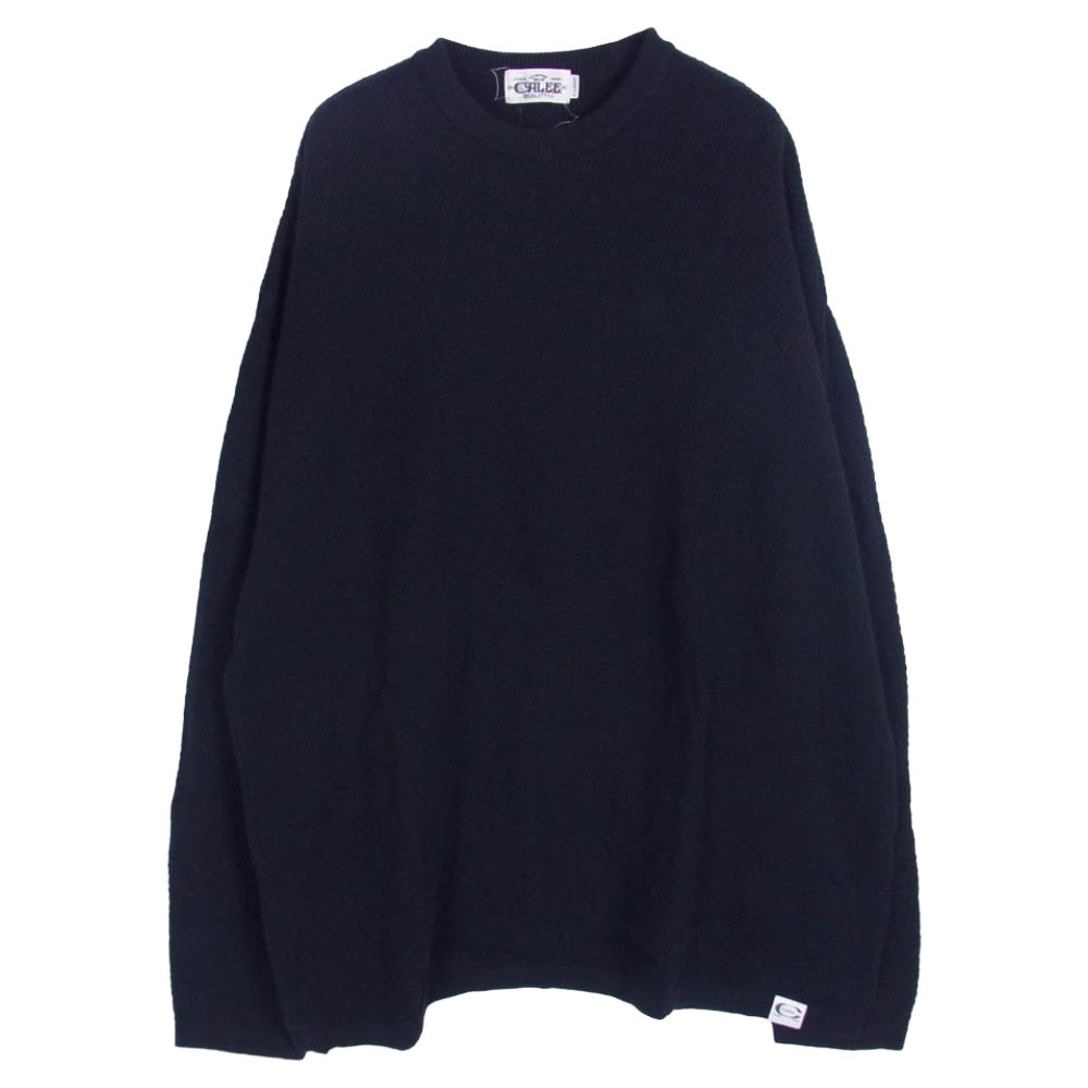 CALEE キャリー CL-20AW029 コットンワッフル ニット クルー ブラック系 XL【中古】