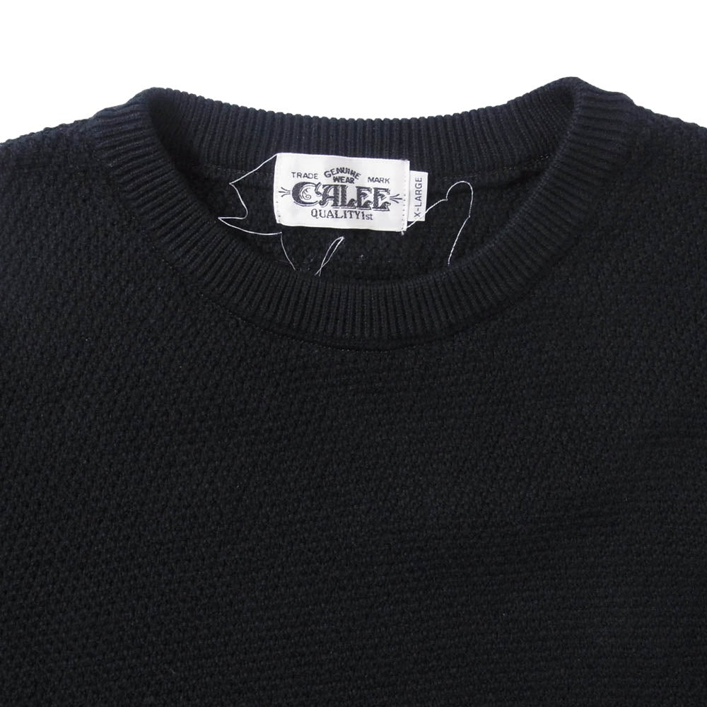 CALEE キャリー CL-20AW029 コットンワッフル ニット クルー ブラック系 XL【中古】