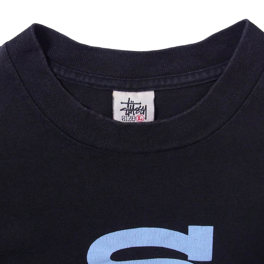 STUSSY ステューシー 90s old stussy 白タグ Sロゴ 長袖 Tシャツ カットソー ブラック系 L【中古】