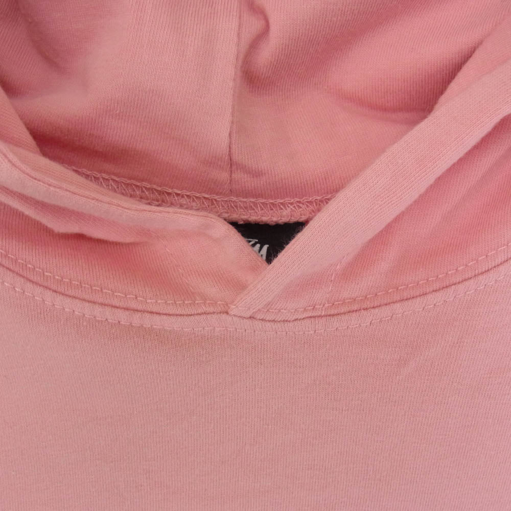STUSSY ステューシー ロゴ プリント プルオーバー フード付きロンT パーカー カットソー ピンク系 M【中古】