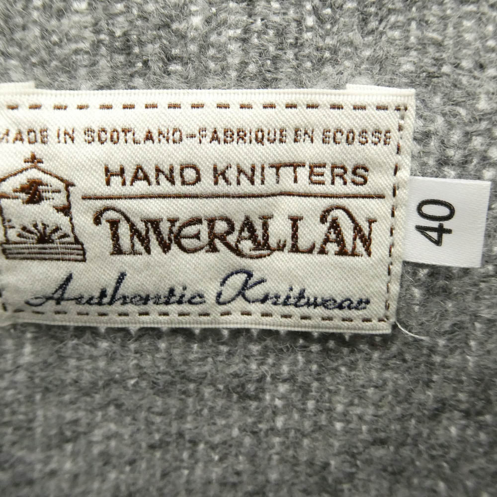 INVERALLAN インバーアラン SHETLAND CREWNECK SWEATER シェットランド クルーネック ニット セーター グレー系 40【美品】【中古】