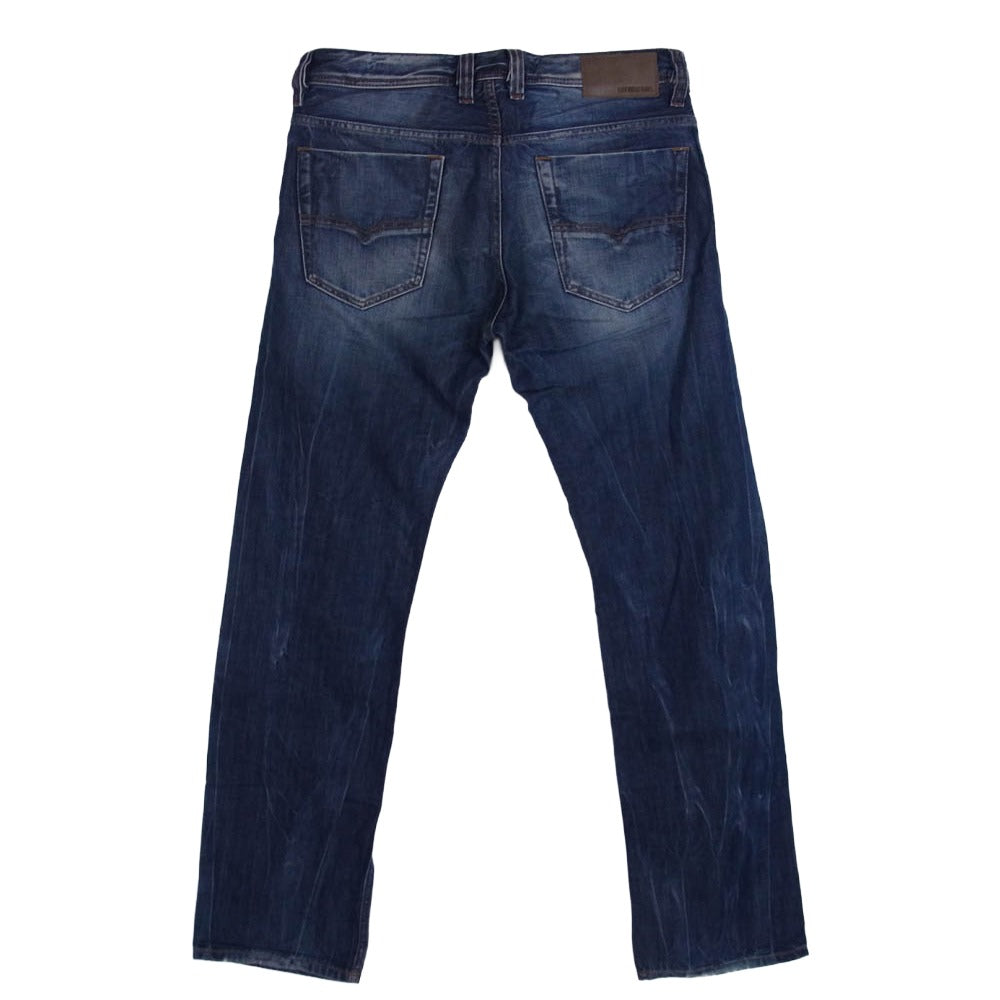 DIESEL ディーゼル VIKER ダメージ加工 ストレート デニム パンツ インディゴブルー系 W29L30【中古】