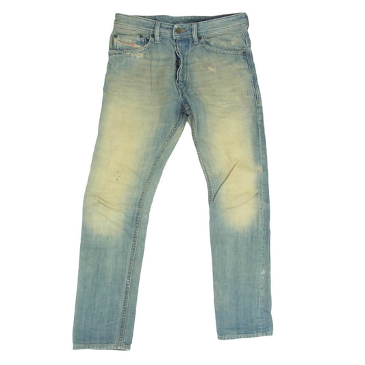 DIESEL ディーゼル BRADDOM ダメージ加工 レギュラー スリム デニムパンツ インディゴブルー系 29【中古】