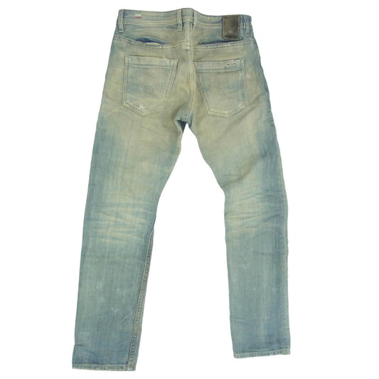 DIESEL ディーゼル BRADDOM ダメージ加工 レギュラー スリム デニムパンツ インディゴブルー系 29【中古】