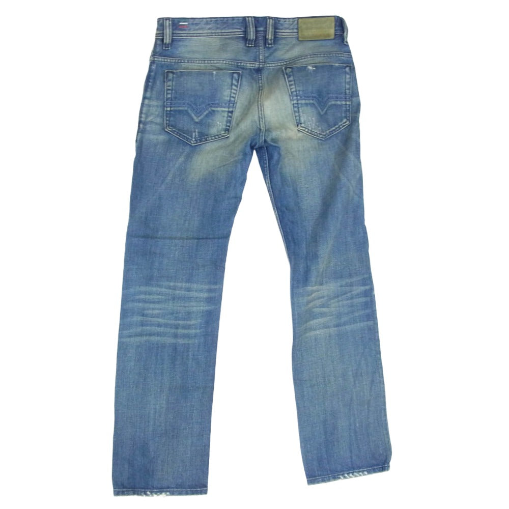DIESEL ディーゼル SAFADO ダメージ加工 スリム ストレート デニム パンツ W29 ブルー インディゴブルー系【中古】