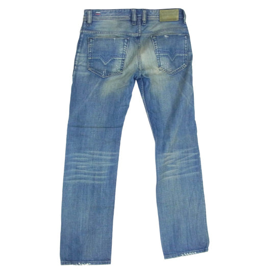 DIESEL ディーゼル SAFADO ダメージ加工 スリム ストレート デニム パンツ W29 ブルー インディゴブルー系【中古】