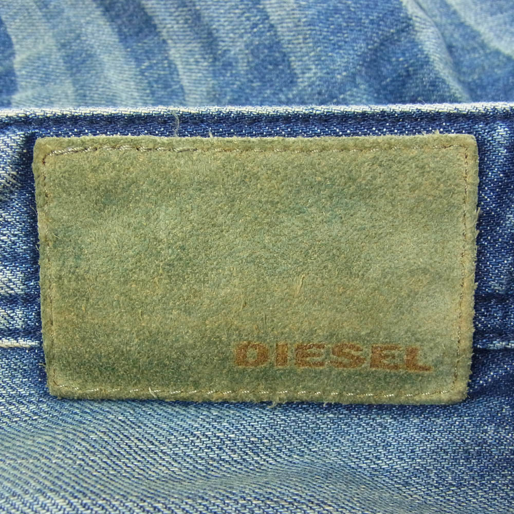 DIESEL ディーゼル SAFADO ダメージ加工 スリム ストレート デニム パンツ W29 ブルー インディゴブルー系【中古】