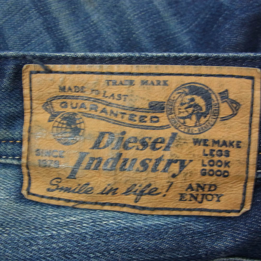 DIESEL ディーゼル SAFADO ダメージ加工 スリム ストレート デニム パンツ W29 インディゴブルー系【中古】