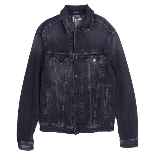 REPLAY リプレイ MV842D コットン ストレッチ デニム ジャケット ブラック系 M【極上美品】【中古】