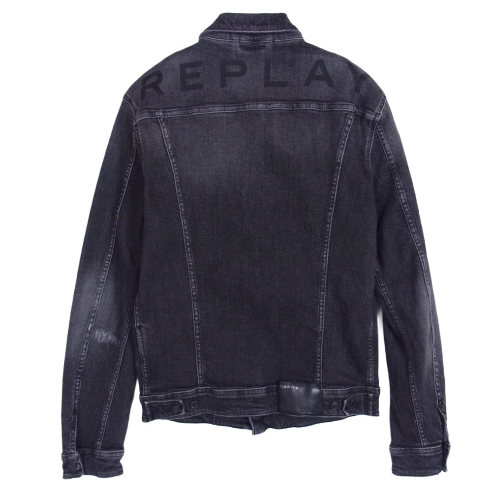 REPLAY リプレイ MV842D コットン ストレッチ デニム ジャケット ブラック系 M【極上美品】【中古】