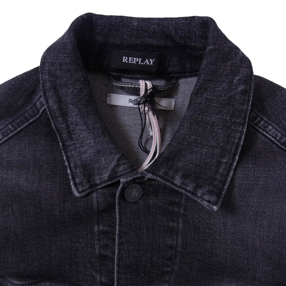 REPLAY リプレイ MV842D コットン ストレッチ デニム ジャケット ブラック系 M【極上美品】【中古】