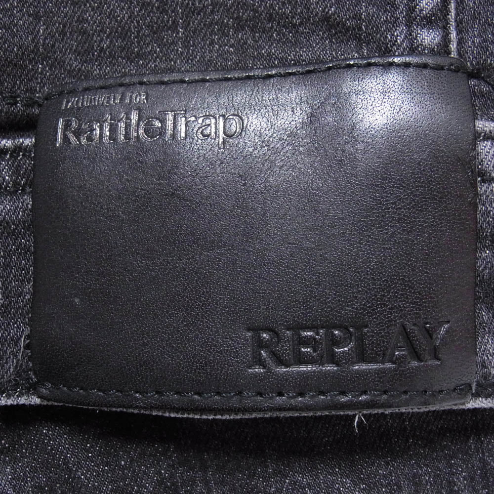 REPLAY リプレイ MV842D コットン ストレッチ デニム ジャケット ブラック系 M【極上美品】【中古】