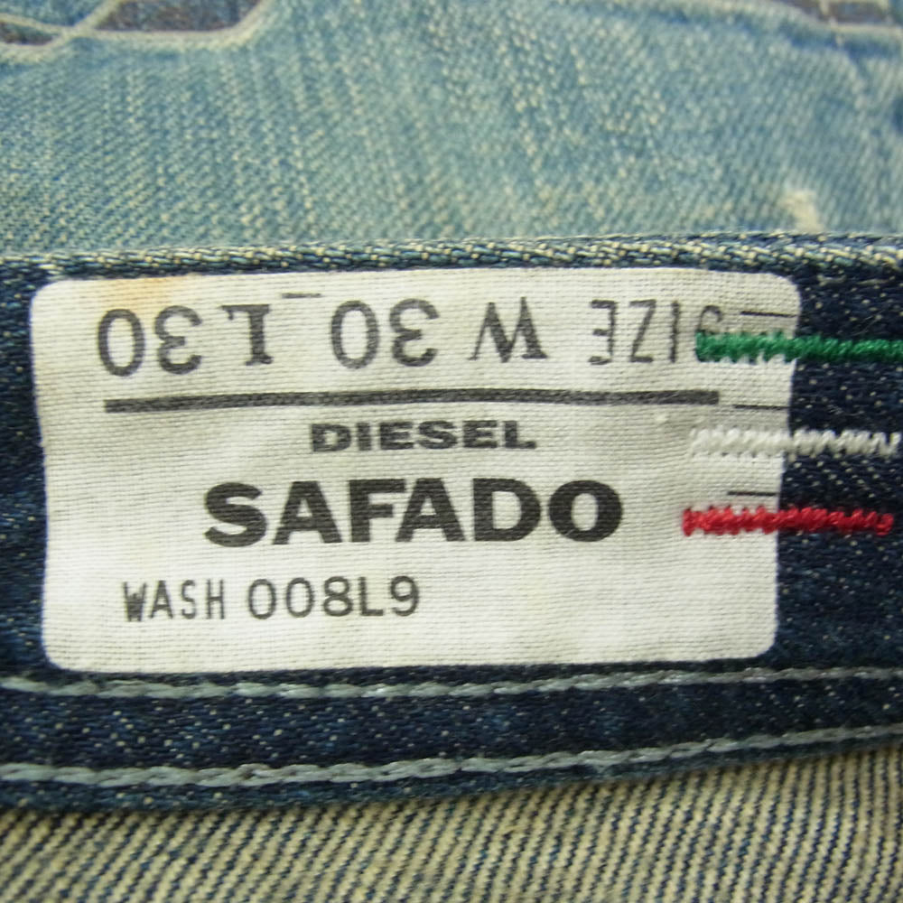 DIESEL ディーゼル SAFADO ダメージ加工 スリム ストレート デニム パンツ W30 インディゴブルー系【中古】