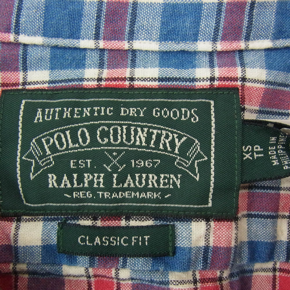 RALPH LAUREN ラルフローレン チャック柄 開襟 長袖シャツ マルチカラー系 XS【極上美品】【中古】