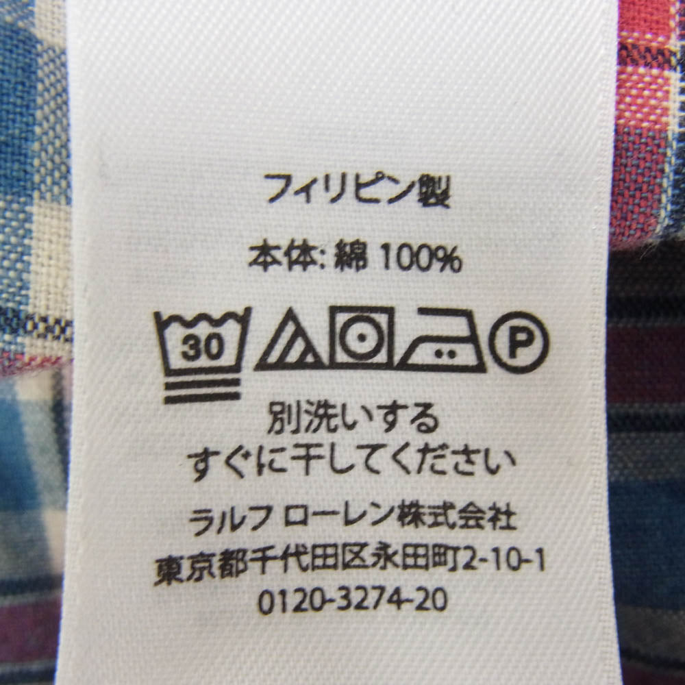 RALPH LAUREN ラルフローレン チャック柄 開襟 長袖シャツ マルチカラー系 XS【極上美品】【中古】