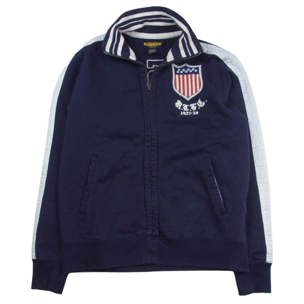 RALPH LAUREN ラルフローレン RUGBY 星条旗ワッペン付 スウェット トラックジャケット パープル系 M【中古】