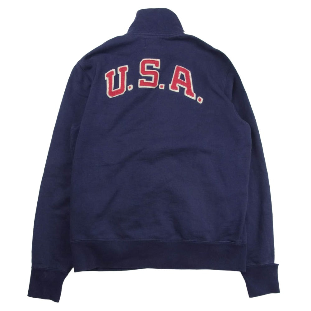 RALPH LAUREN ラルフローレン RUGBY 星条旗ワッペン付 スウェット トラックジャケット パープル系 M【中古】