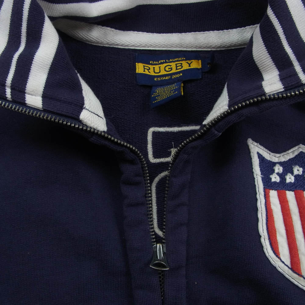 RALPH LAUREN ラルフローレン RUGBY 星条旗ワッペン付 スウェット トラックジャケット パープル系 M【中古】