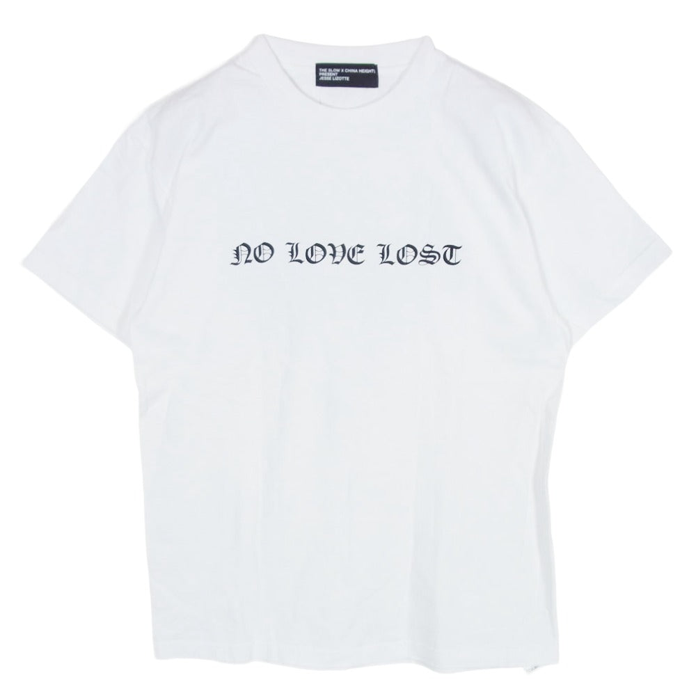 ザ・スロウ NO LOVE LOSE ロゴ プリント クルーネック 半袖 Tシャツ ホワイト系 M【中古】