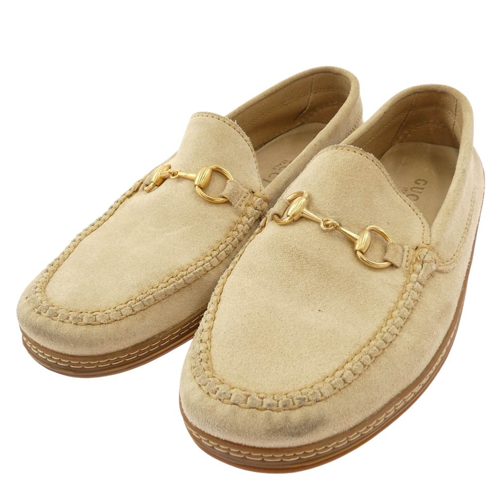 GUCCI グッチ ホースビット スエード ローファー ベージュ系 7M【中古】