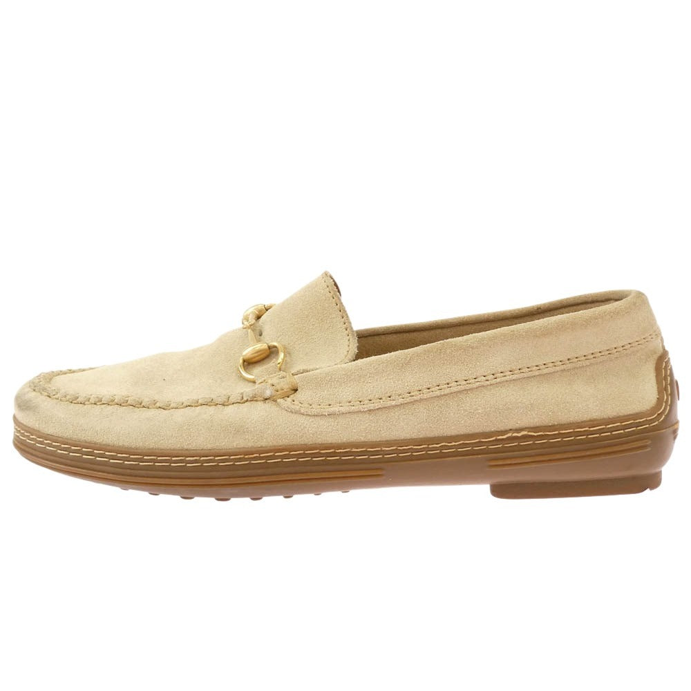 GUCCI グッチ ホースビット スエード ローファー ベージュ系 7M【中古】