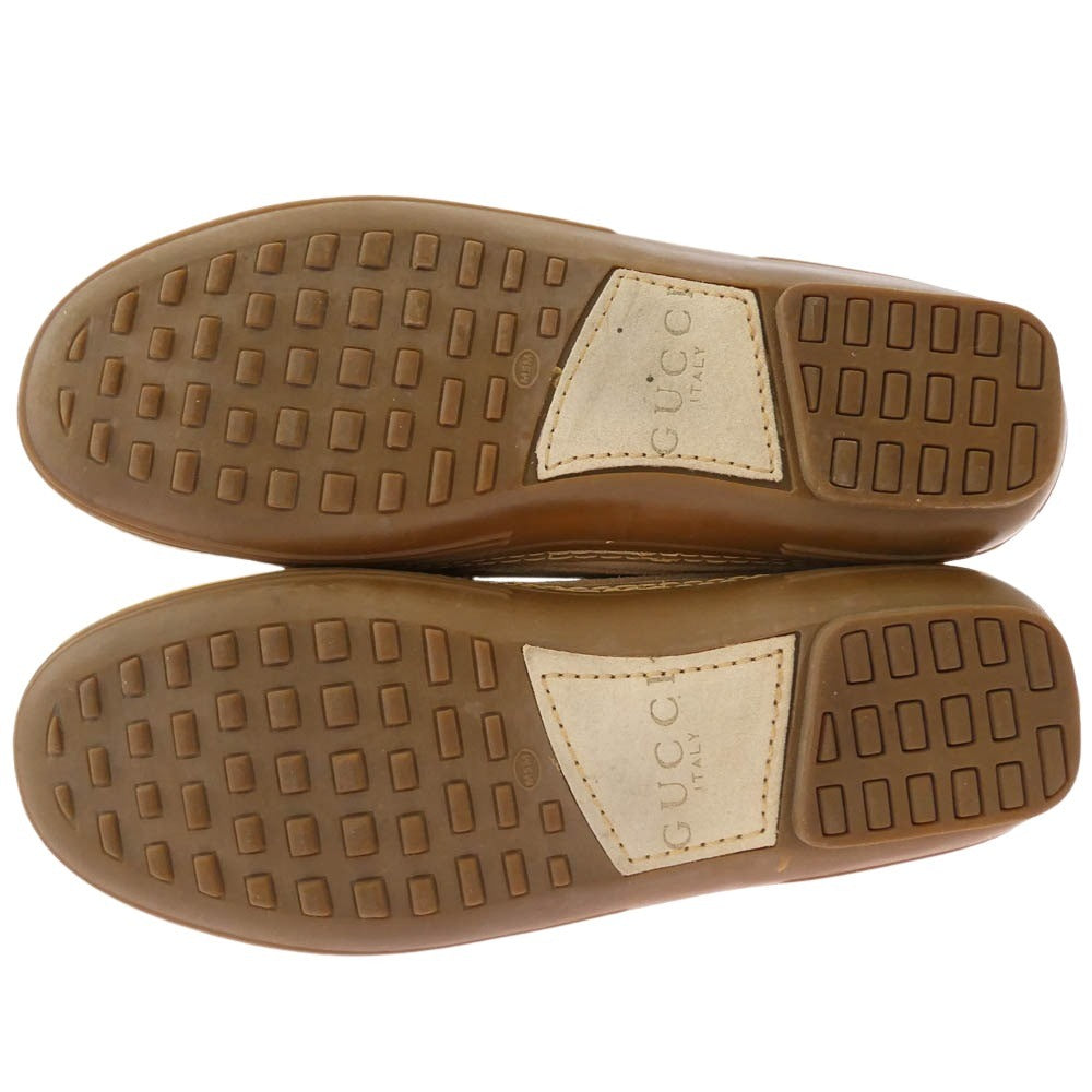 GUCCI グッチ ホースビット スエード ローファー ベージュ系 7M【中古】
