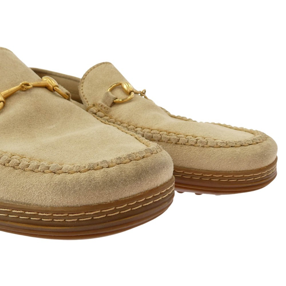 GUCCI グッチ ホースビット スエード ローファー ベージュ系 7M【中古】