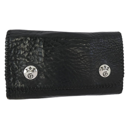 GABOR ガボール Gaboratory ガボラトリー マリア ギャランティ付属 スカルTバー付き Gクラウンコンチョボタン プレーンバッファローレザー ウォレット 長財布 ブラック系 シルバー系【中古】