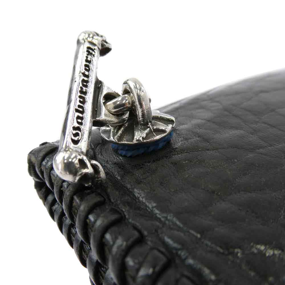 GABOR ガボール Gaboratory ガボラトリー マリア ギャランティ付属 スカルTバー付き Gクラウンコンチョボタン プレーンバッファローレザー ウォレット 長財布 ブラック系 シルバー系【中古】