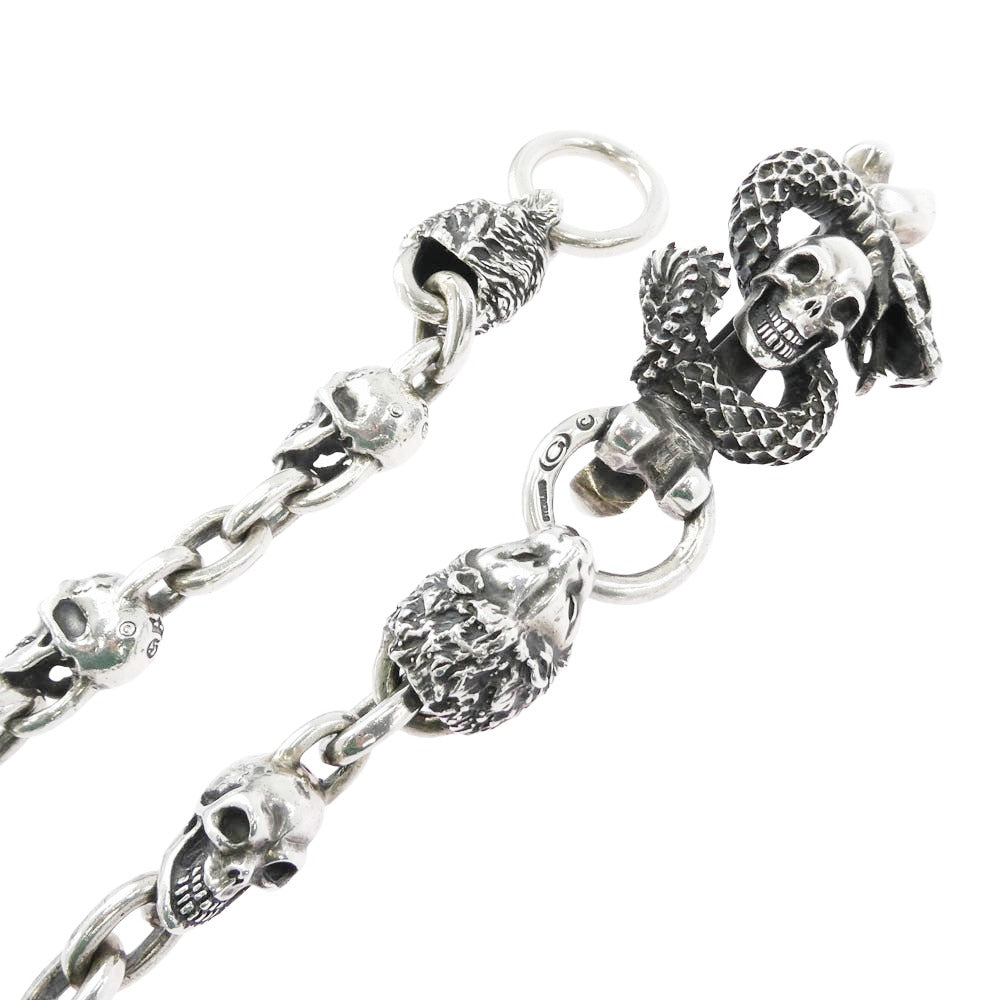 GABOR ガボール Gaboratory ガボラトリー マリア オーダーシート付属 スカルオンスネークキーパー 2ライオン 10スカル スモールオーバルリンク 1ドロップスカル ウォレットチェーン シルバー系【中古】