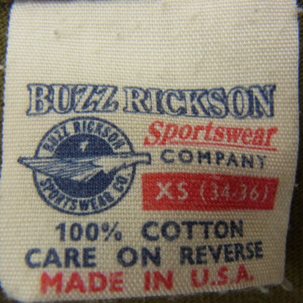 Buzz Rickson's バズリクソンズ bomber barons フロッキープリントミリタリー Tシャツ カーキ系 XS【中古】
