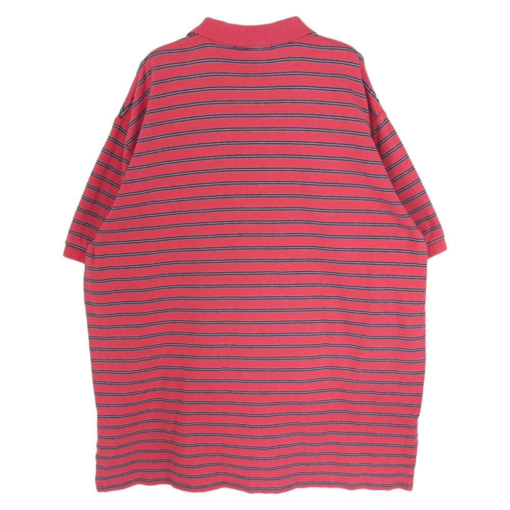POLO RALPH LAUREN ポロ・ラルフローレン ロゴ刺繍 オーバーサイズ ボーダー 半袖 ポロシャツ レッド系 XL【中古】