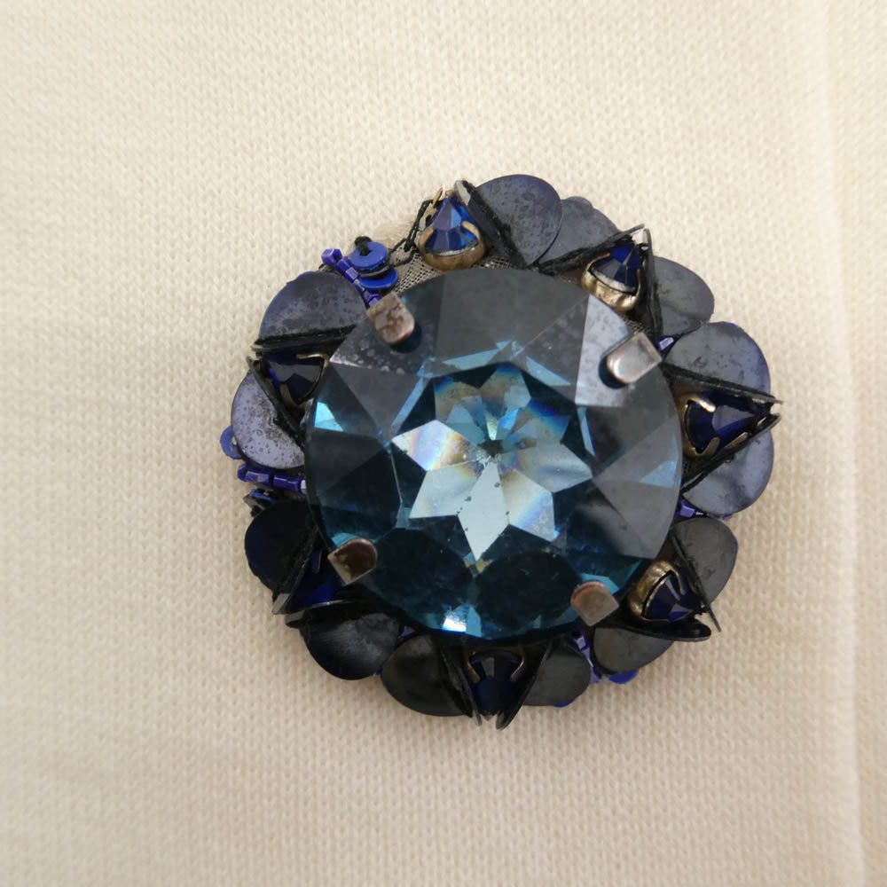 ESCADA エスカーダ ビジューボタン ウール ニット ワンピース ホワイト系 M【中古】