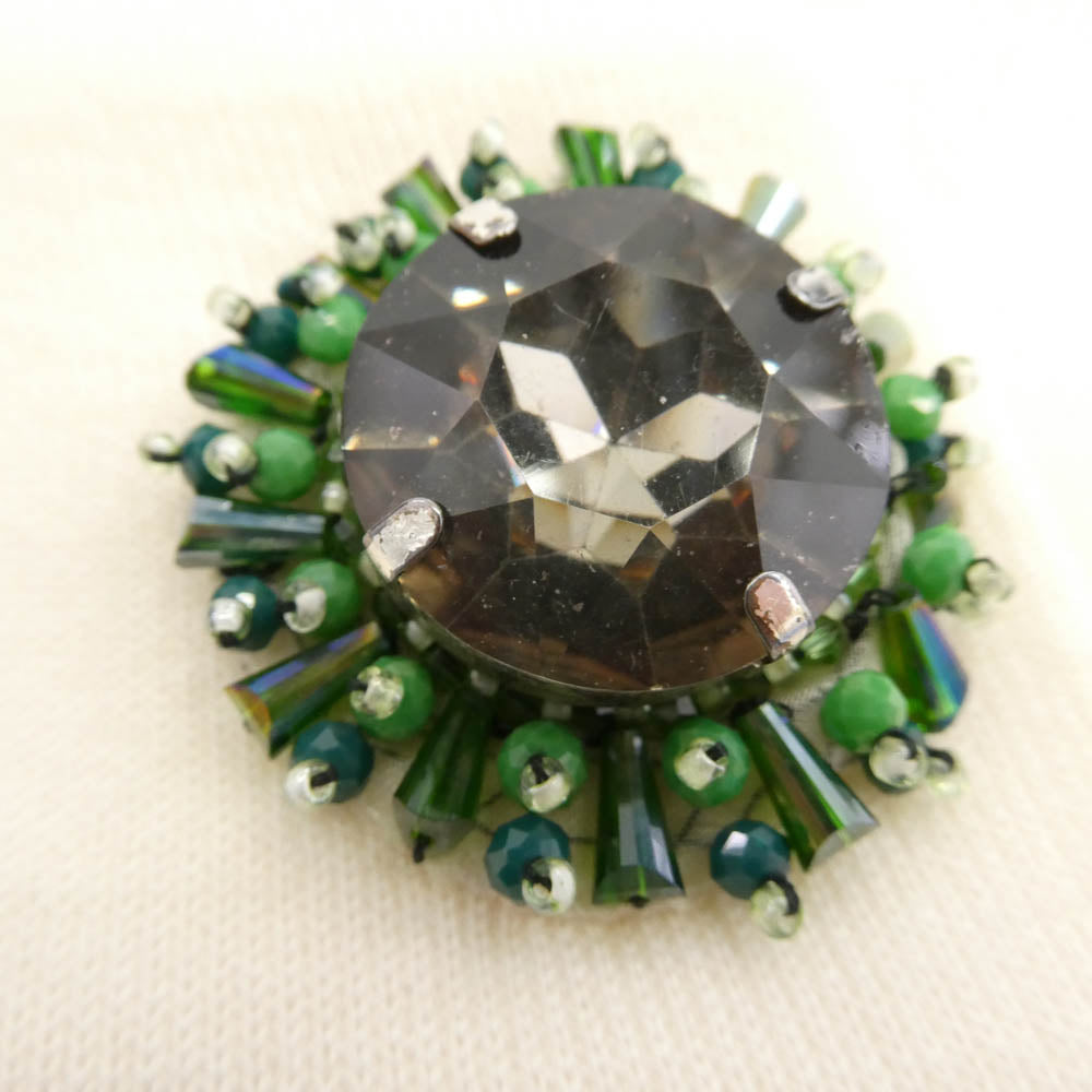 ESCADA エスカーダ ビジューボタン ウール ニット ワンピース ホワイト系 M【中古】