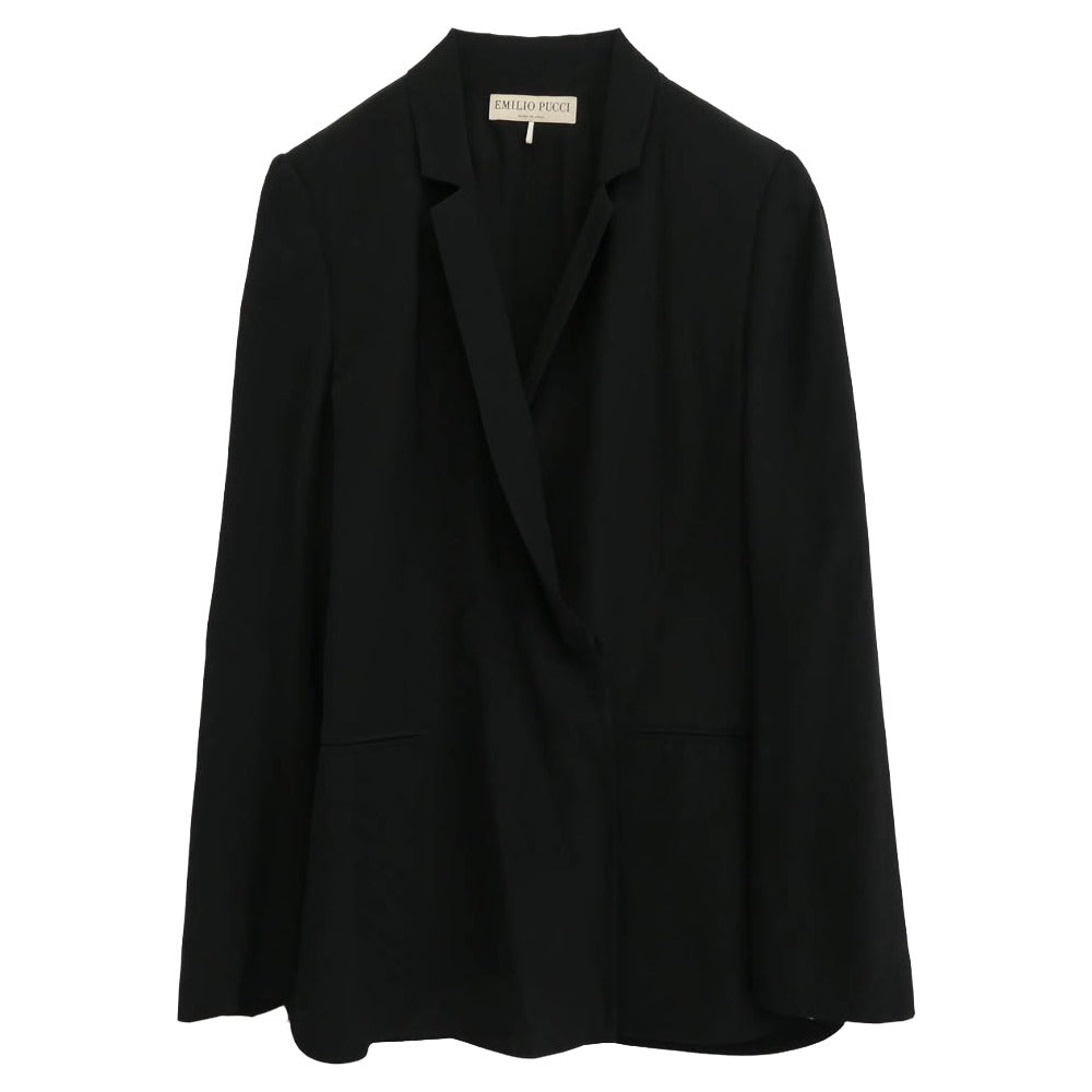 Emilio Pucci エミリオプッチ シルク ダブル テーラード ジャケット ブラック系 38【中古】