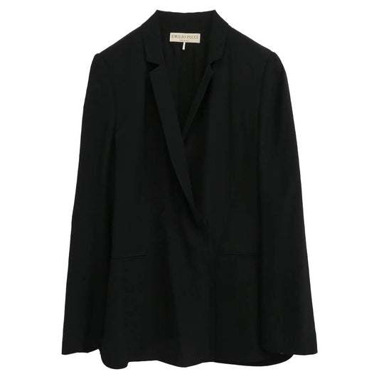 Emilio Pucci エミリオプッチ シルク ダブル テーラード ジャケット ブラック系 38【中古】