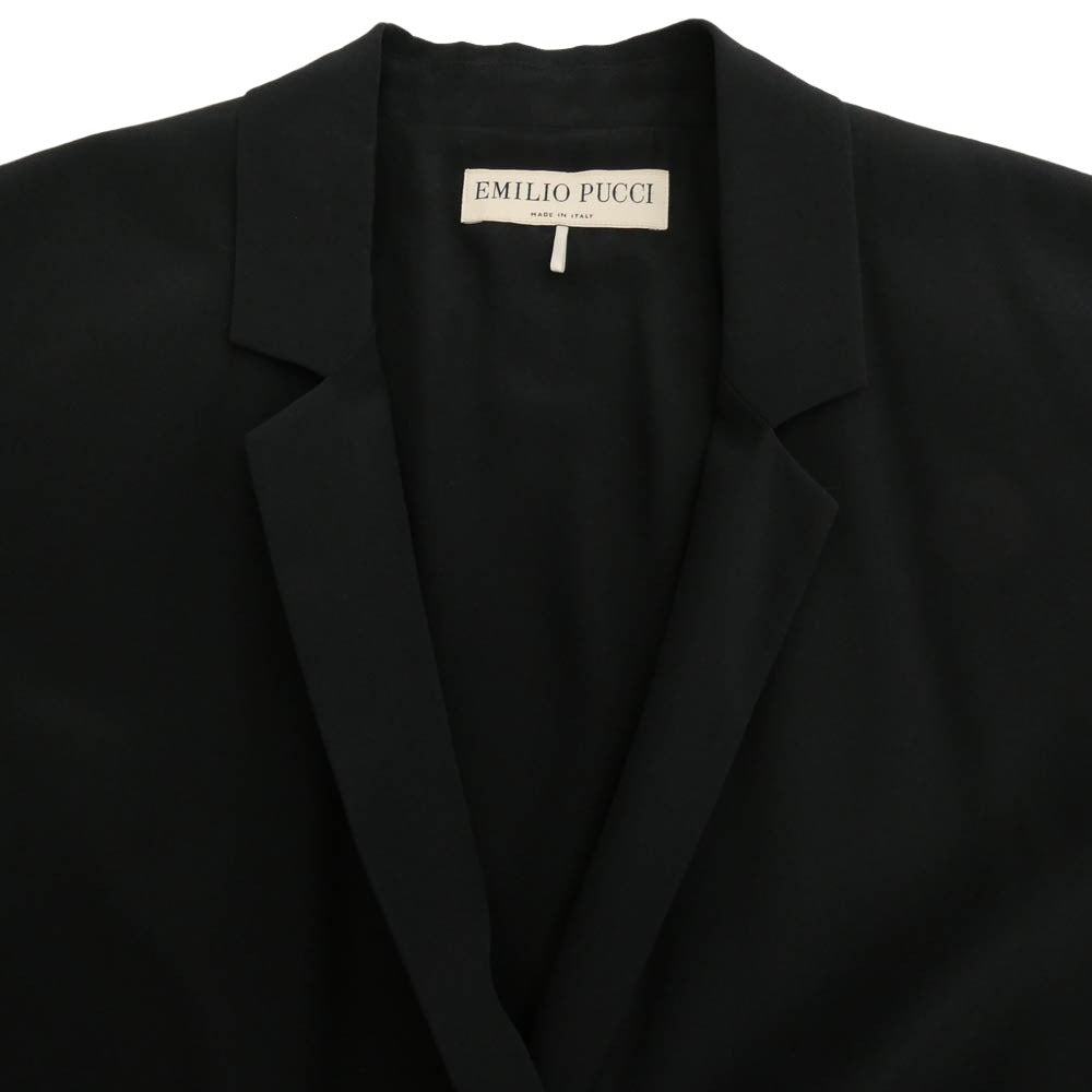 Emilio Pucci エミリオプッチ シルク ダブル テーラード ジャケット ブラック系 38【中古】