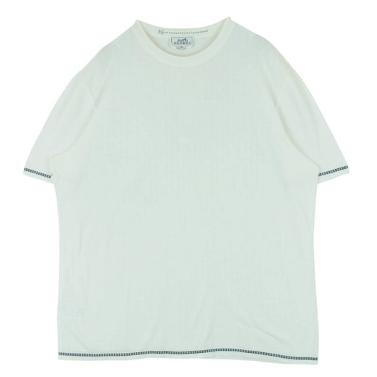 HERMES エルメス コットン 半袖 Tシャツ カットソー イタリア製 オフホワイト系 XL【中古】