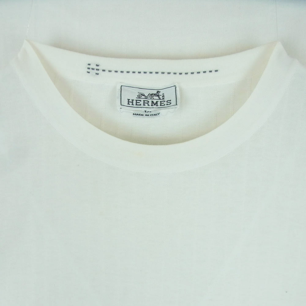 HERMES エルメス コットン 半袖 Tシャツ カットソー イタリア製 オフホワイト系 XL【中古】
