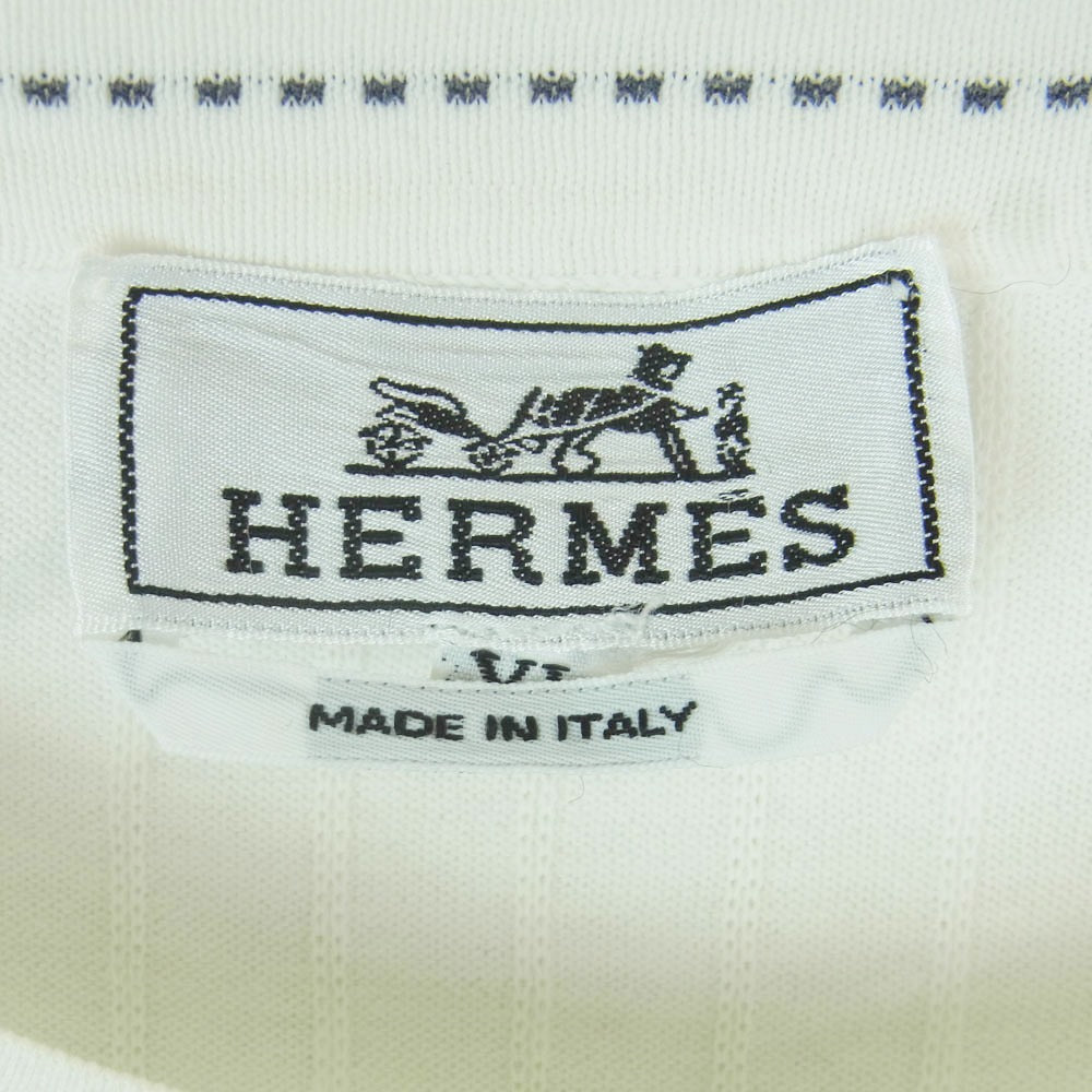 HERMES エルメス コットン 半袖 Tシャツ カットソー イタリア製 オフホワイト系 XL【中古】