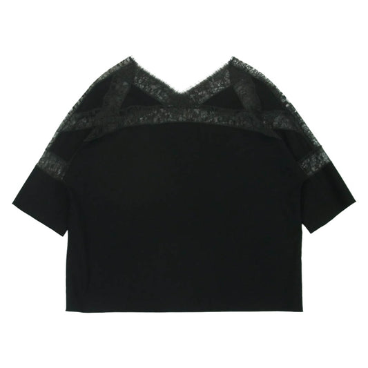 HERMES エルメス ウール 半袖 ブラウス カットソー フランス製 ブラック系 38【中古】