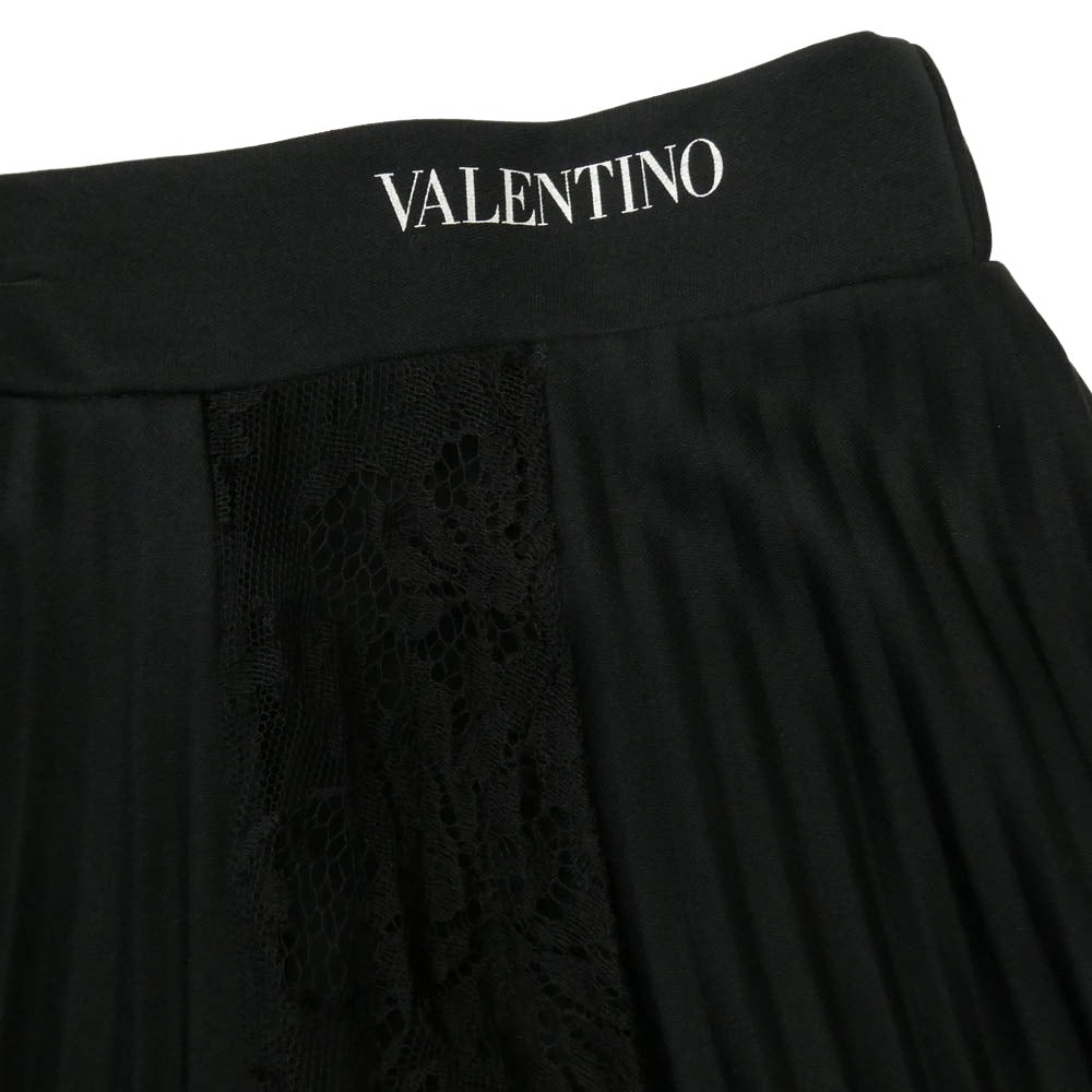 VALENTINO ヴァレンティノ SB3MD00X4TG フラワー プリーツ スカート ブラック系 M【中古】