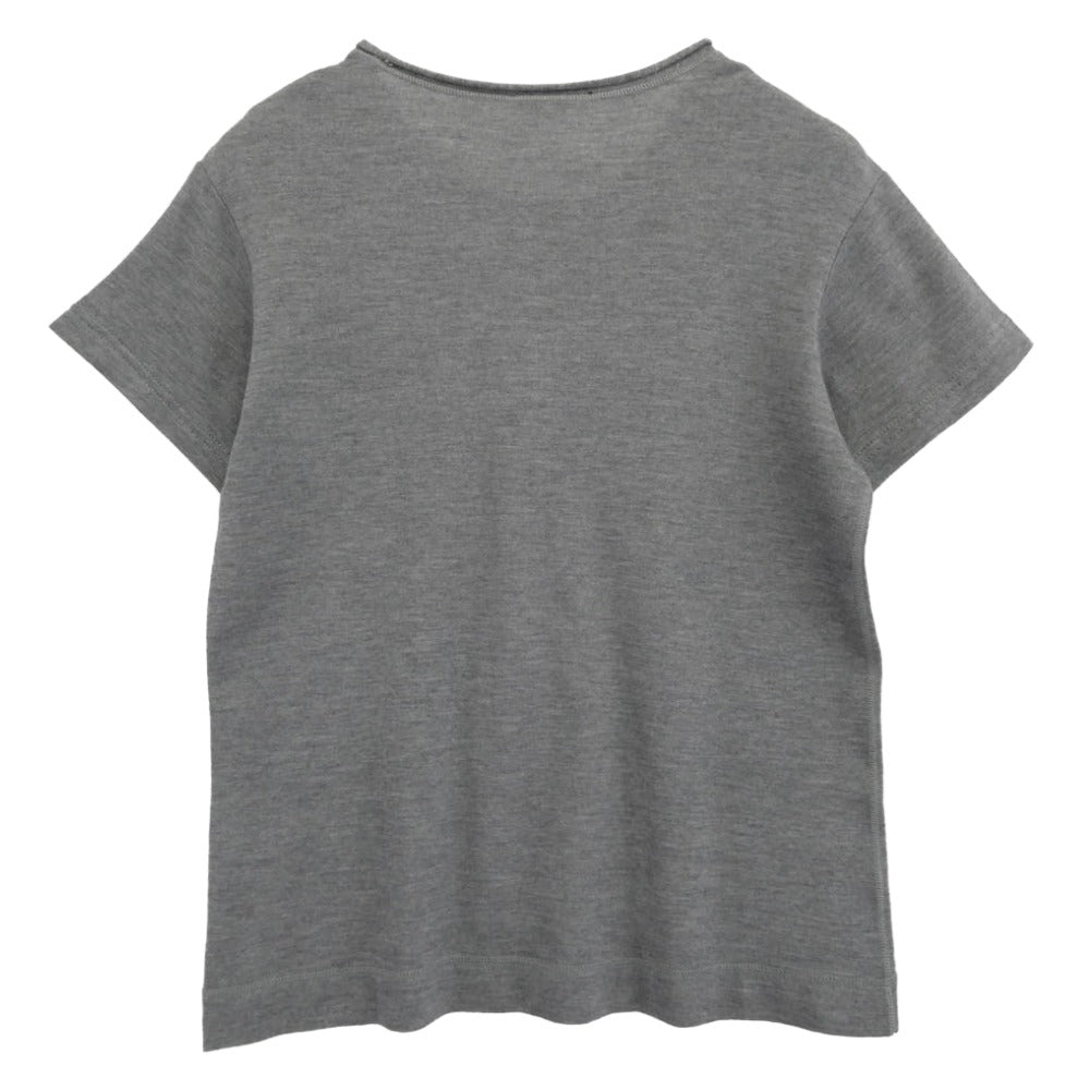 LOUIS VUITTON ルイ・ヴィトン レザーポケット カシミヤ シルク混 半袖 ニット Tシャツ カットソー グレー系 L【中古】