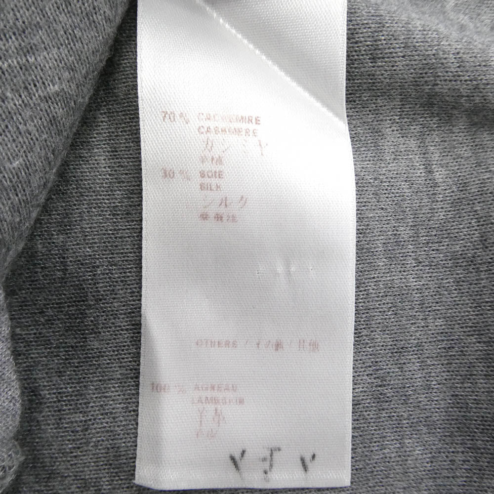 LOUIS VUITTON ルイ・ヴィトン レザーポケット カシミヤ シルク混 半袖 ニット Tシャツ カットソー グレー系 L【中古】