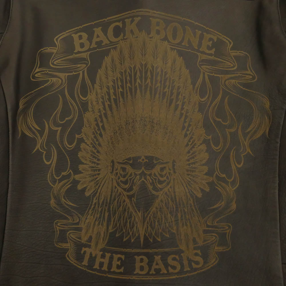 BACKBONE バックボーン 別注カウハイド インディアンスカル レザー シャツ ダークブラウン系 L【中古】