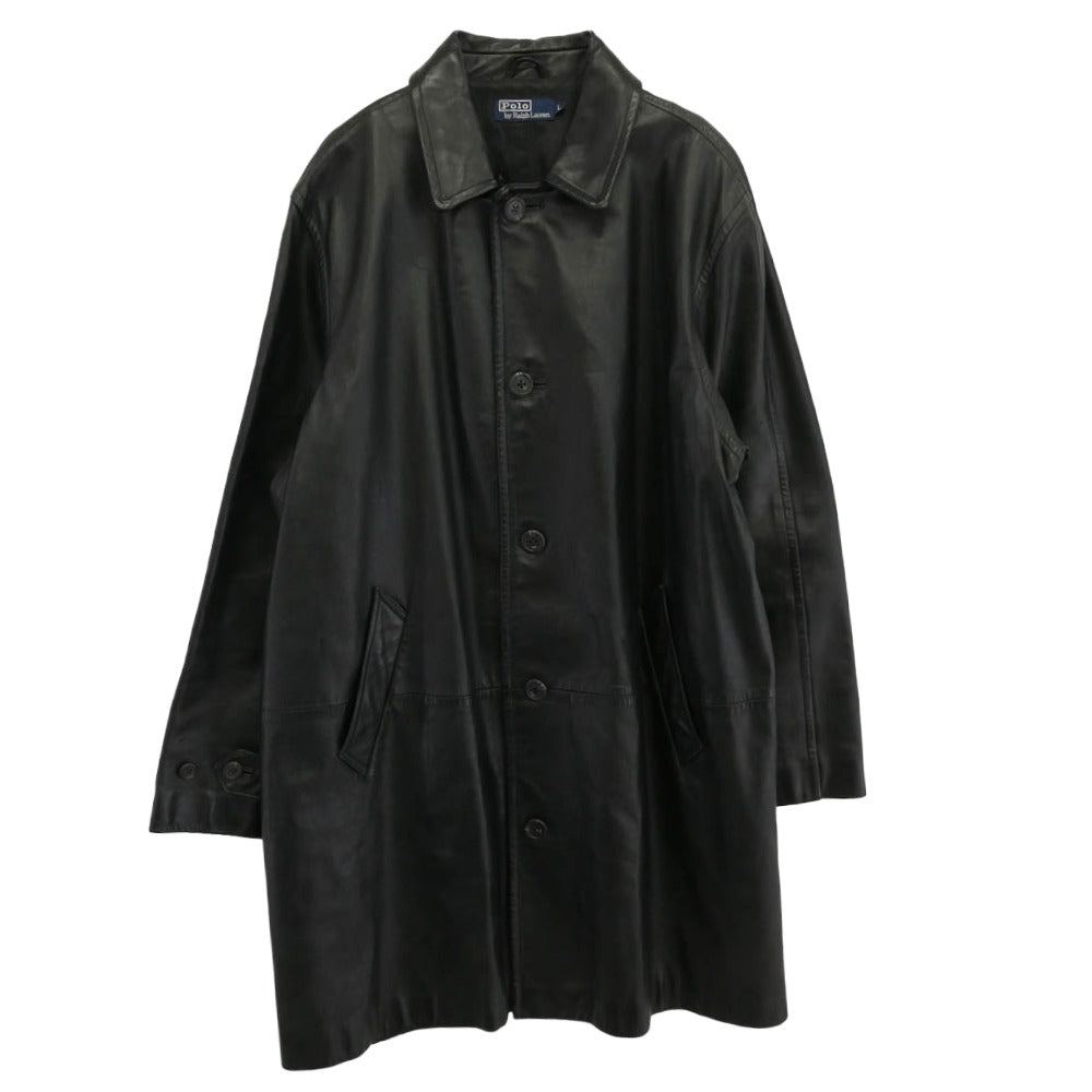 POLO RALPH LAUREN ポロ・ラルフローレン 90s レザー コート ブラック系 L【中古】