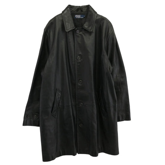 POLO RALPH LAUREN ポロ・ラルフローレン 90s レザー コート ブラック系 L【中古】