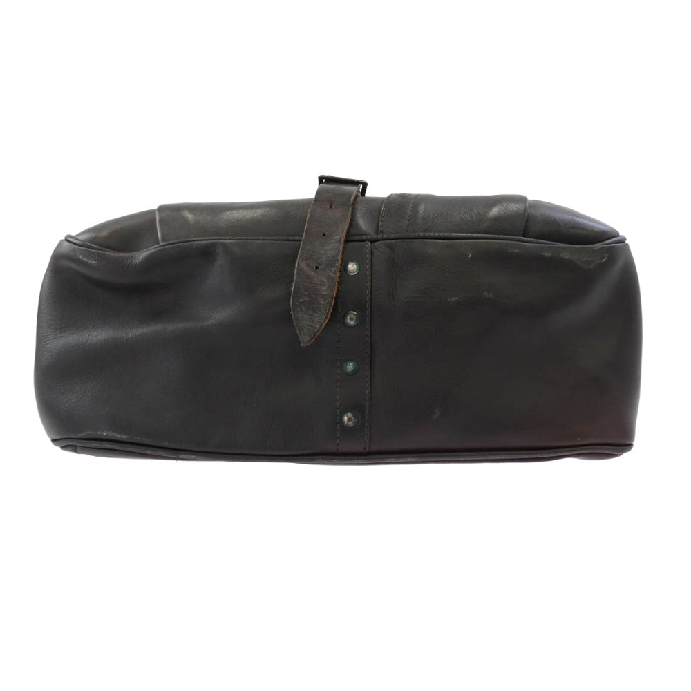 RRL ダブルアールエル Tumbled Leather Messenger Bag イタリア製 ヴィンテージ加工 オールレザー メッセンジャー バッグ ダークブラウン系【中古】