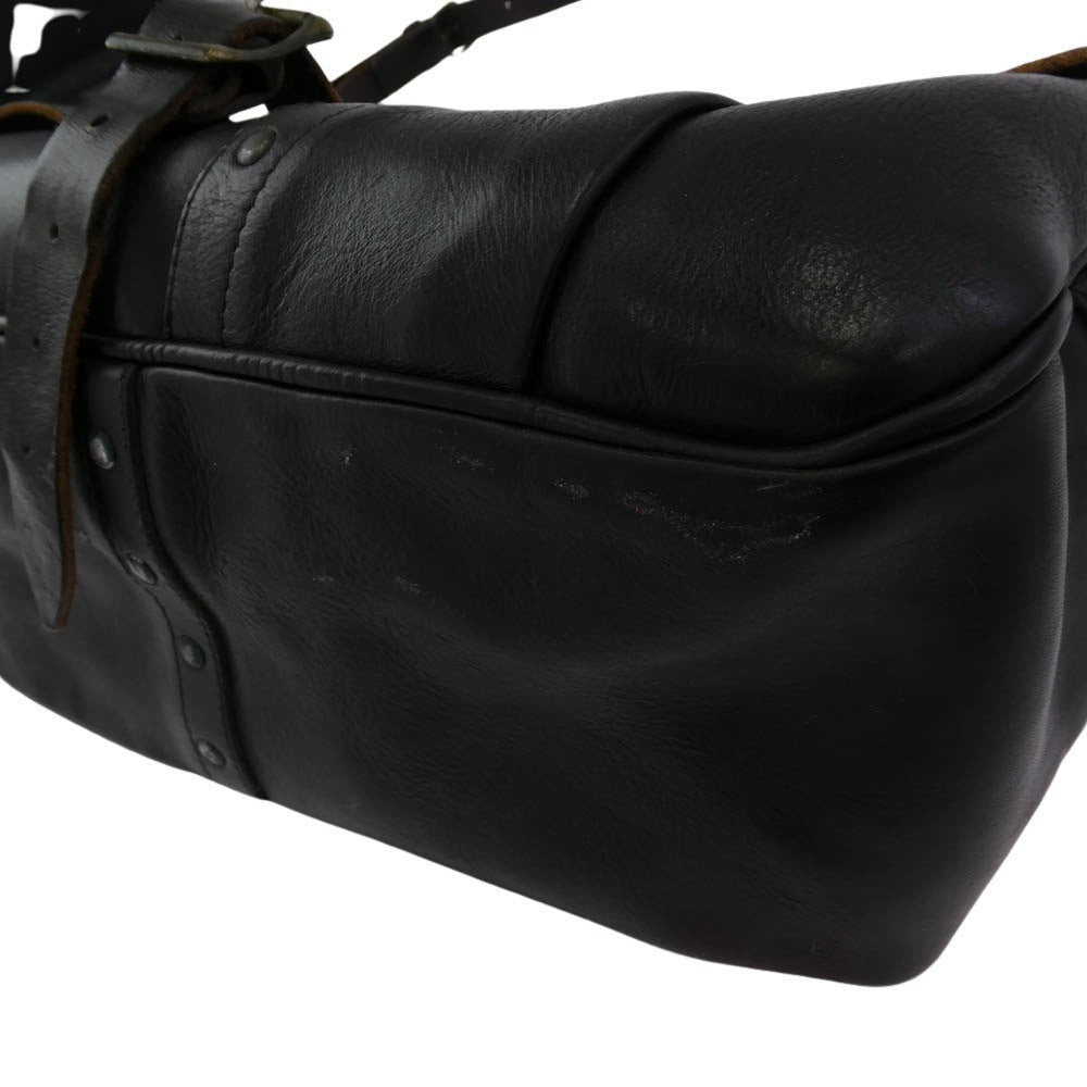 RRL ダブルアールエル Tumbled Leather Messenger Bag イタリア製 ヴィンテージ加工 オールレザー メッセンジャー バッグ ダークブラウン系【中古】